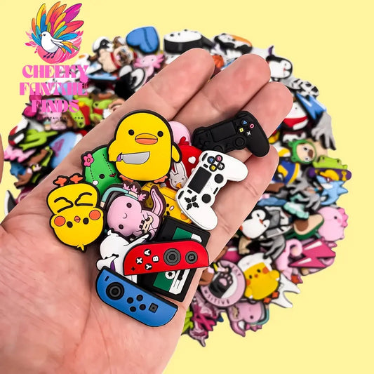 20/30/50/100/200pcs Random Shoe Charms Accessories Cartoon Animal Shoe Clips Decorations Pin Duck Frog  Jeans Cheeky Fantail Finds