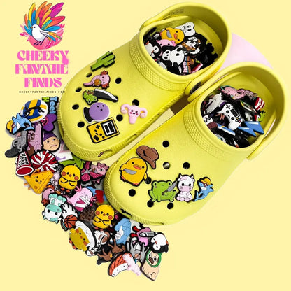 20/30/50/100/200pcs Random Shoe Charms Accessories Cartoon Animal Shoe Clips Decorations Pin Duck Frog  Jeans Cheeky Fantail Finds