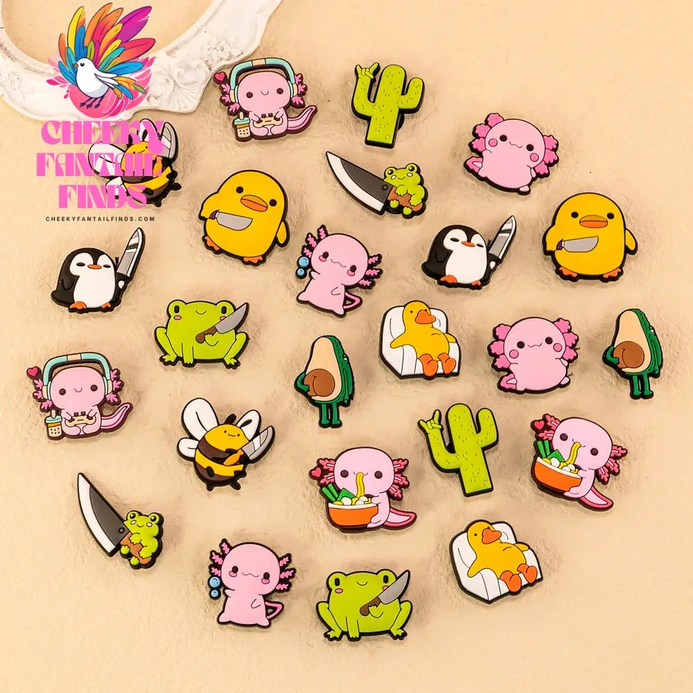 20/50/100pcs PVC Random Cartoon Shoe Charms Classic Cartoon Animal Shoe Decorations Accessories Pins for Women Men Kids Charms - Cheeky Fantail Finds