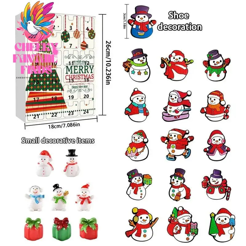 2024 Advent Calendar Charm For Shoes With Holes Christmas Trees Snowflakes And Santa Claus Fashion Clog Shoe Accessories Cheeky Fantail Finds