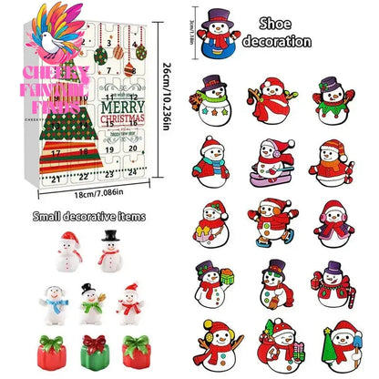 2024 Advent Calendar Charm For Shoes With Holes Christmas Trees Snowflakes And Santa Claus Fashion Clog Shoe Accessories Cheeky Fantail Finds