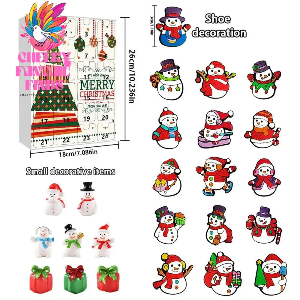 2024 Advent Calendar Charm For Shoes With Holes Christmas Trees Snowflakes And Santa Claus Fashion Clog Shoe Accessories Cheeky Fantail Finds
