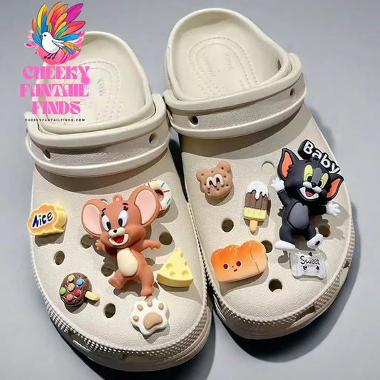 2024 CCF Tom And Jerry 3D Shoes Charms Cute Cartoon Diy Hole Shoes Flower Removable Buckle For Party Birthday Gifts Cheeky Fantail Finds