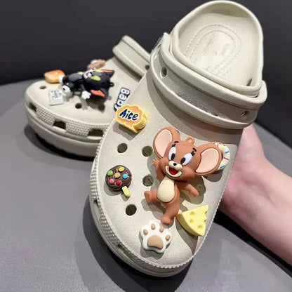 2024 CCF Tom And Jerry 3D Shoes Charms Cute Cartoon Diy Hole Shoes Flower Removable Buckle For Party Birthday Gifts Cheeky Fantail Finds