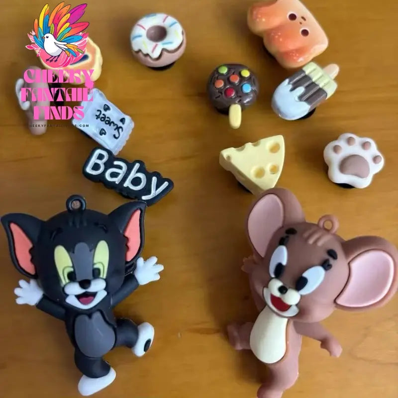 2024 CCF Tom And Jerry 3D Shoes Charms Cute Cartoon Diy Hole Shoes Flower Removable Buckle For Party Birthday Gifts Cheeky Fantail Finds