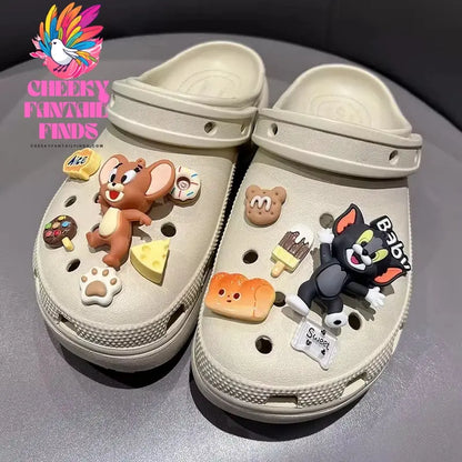 2024 CCF Tom And Jerry 3D Shoes Charms Cute Cartoon Diy Hole Shoes Flower Removable Buckle For Party Birthday Gifts Cheeky Fantail Finds