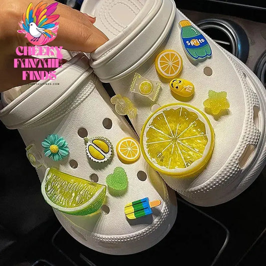 2024 Fresh Lemon Shoe Charms Designer DIY Cute Shoes Party Decaration Accessories for JIBS Clogs Kid Boy Women Girls Gifts Cheeky Fantail Finds