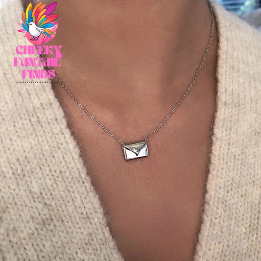 2024 New Arrival Fashion Gold Silver Color Envelope Necklace Pendant for Women Valentine's Day Gift Jewelry Wholesale X6229 Cheeky Fantail Finds