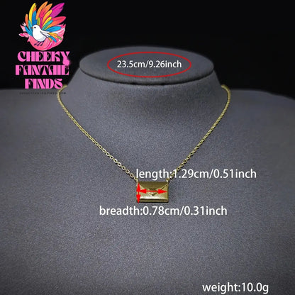 2024 New Arrival Fashion Gold Silver Color Envelope Necklace Pendant for Women Valentine's Day Gift Jewelry Wholesale X6229 Cheeky Fantail Finds