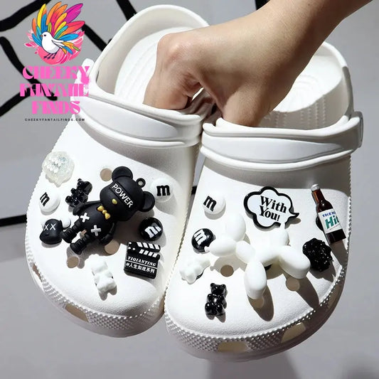2024 New DIY Black Plush Ball Shoes Charms for Furry Ball Cute Holes Charms Designer Lovely Shoe Accessories All-match Hot Sale Cheeky Fantail Finds