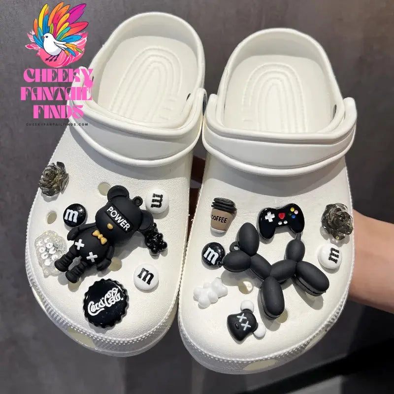 2024 New DIY Black Plush Ball Shoes Charms for Furry Ball Cute Holes Charms Designer Lovely Shoe Accessories All-match Hot Sale Cheeky Fantail Finds