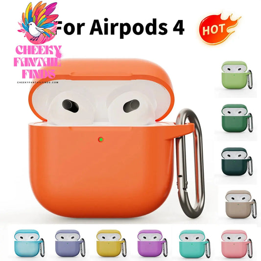 2024 Soft Silicone Earphone Case Suitable for Apple Airpods 4 Pro Pro 2 3 1&2 Solid Color Thickened Case Simple and Atmospheric Cheeky Fantail Finds