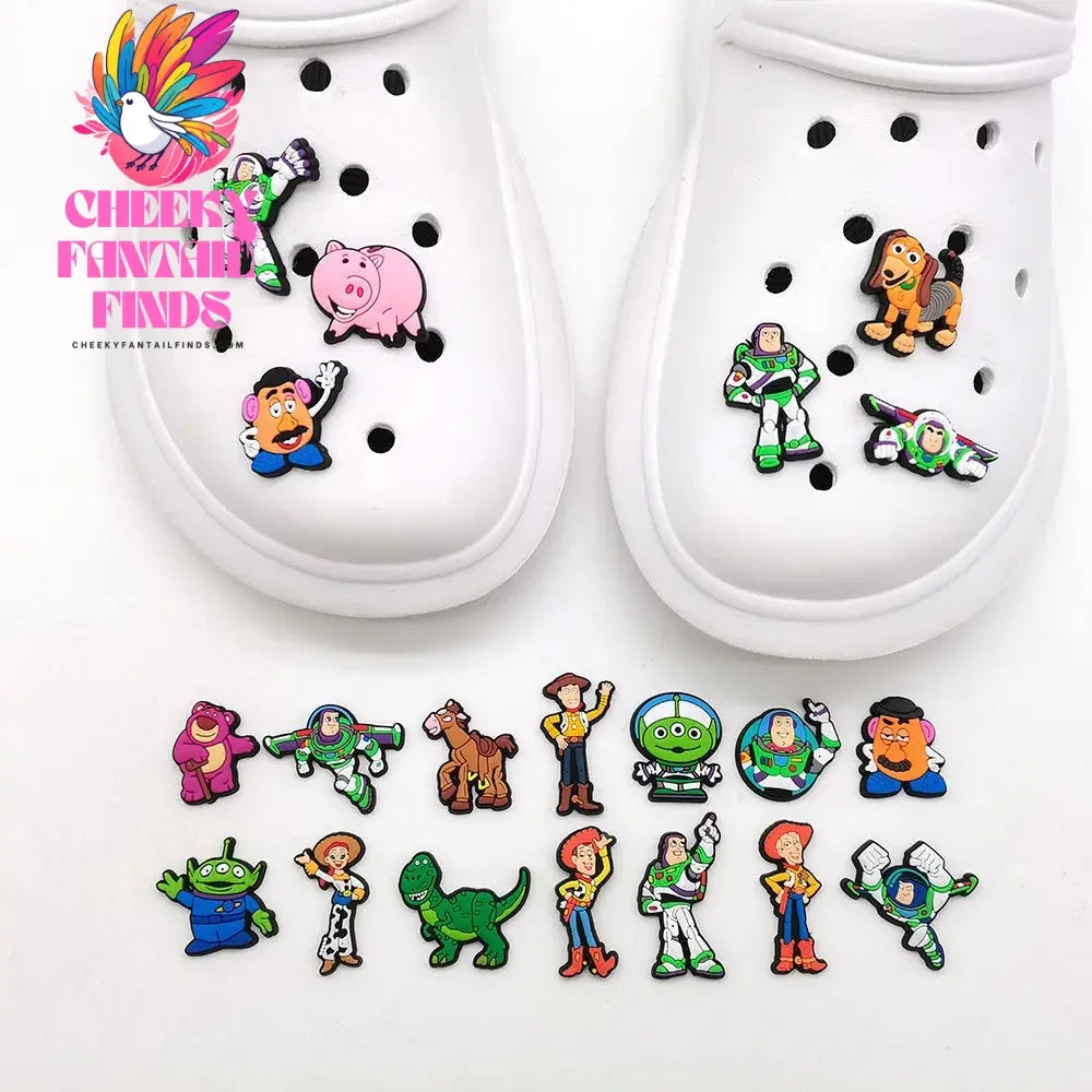 20PCS Cartoon Bath Lightyear Shoe Buckle Toy Story Shoe Decoration Shoes Charms Accessories Summer Sandals Clogs Cheeky Fantail Finds