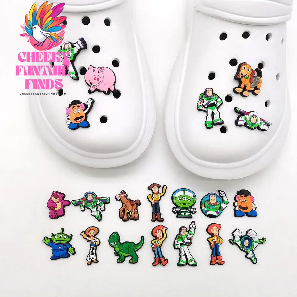 20PCS Cartoon Bath Lightyear Shoe Buckle Toy Story Shoe Decoration Shoes Charms Accessories Summer Sandals Clogs Cheeky Fantail Finds