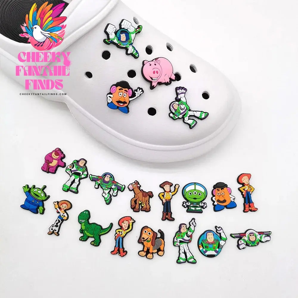 20PCS Cartoon Bath Lightyear Shoe Buckle Toy Story Shoe Decoration Shoes Charms Accessories Summer Sandals Clogs Cheeky Fantail Finds