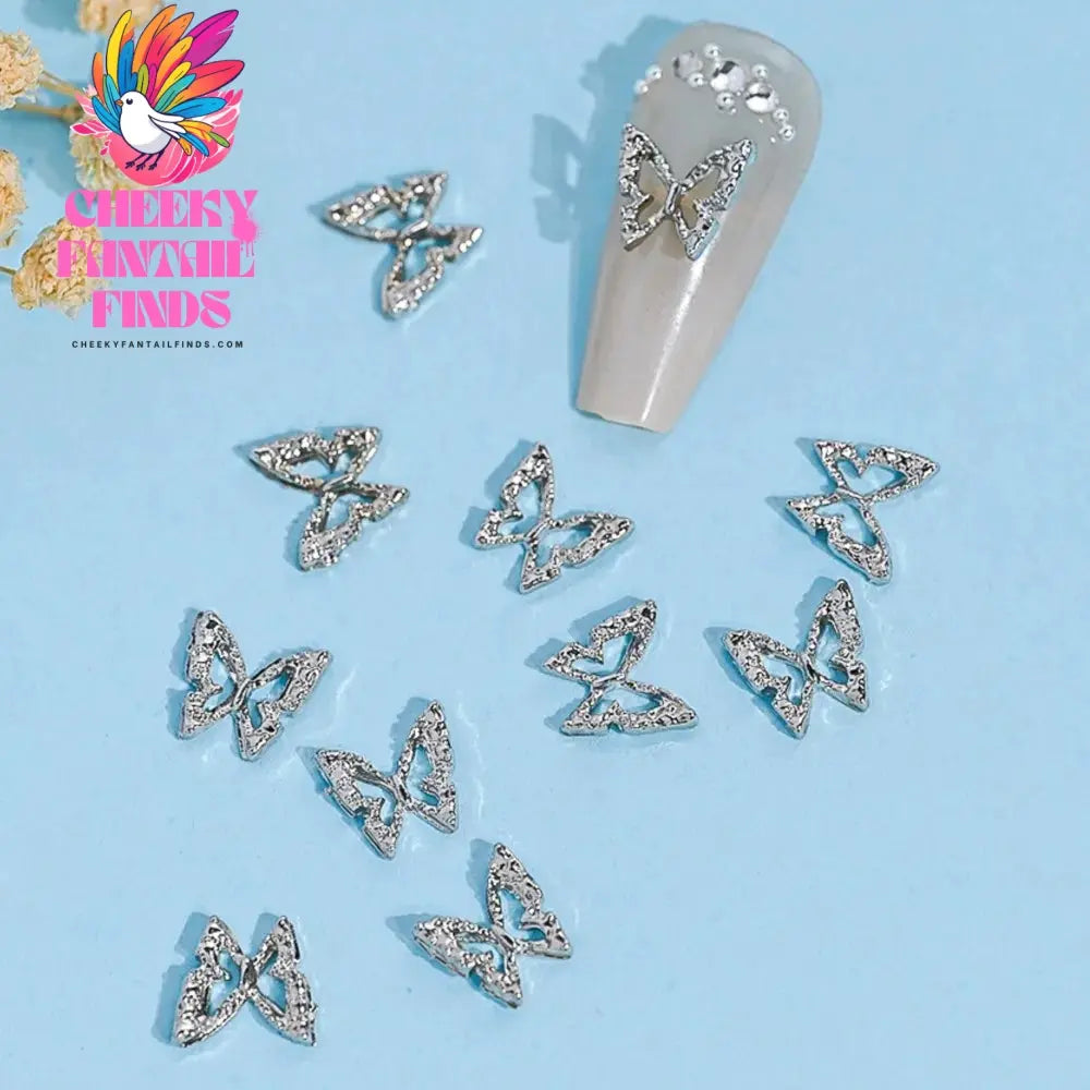 20Pcs Glitter Diamond Wings Hollow Butterfly Nail Charms 3D Butterflies Shape Charms for Nails Gems Nail Art Decoration Supplies Cheeky Fantail Finds