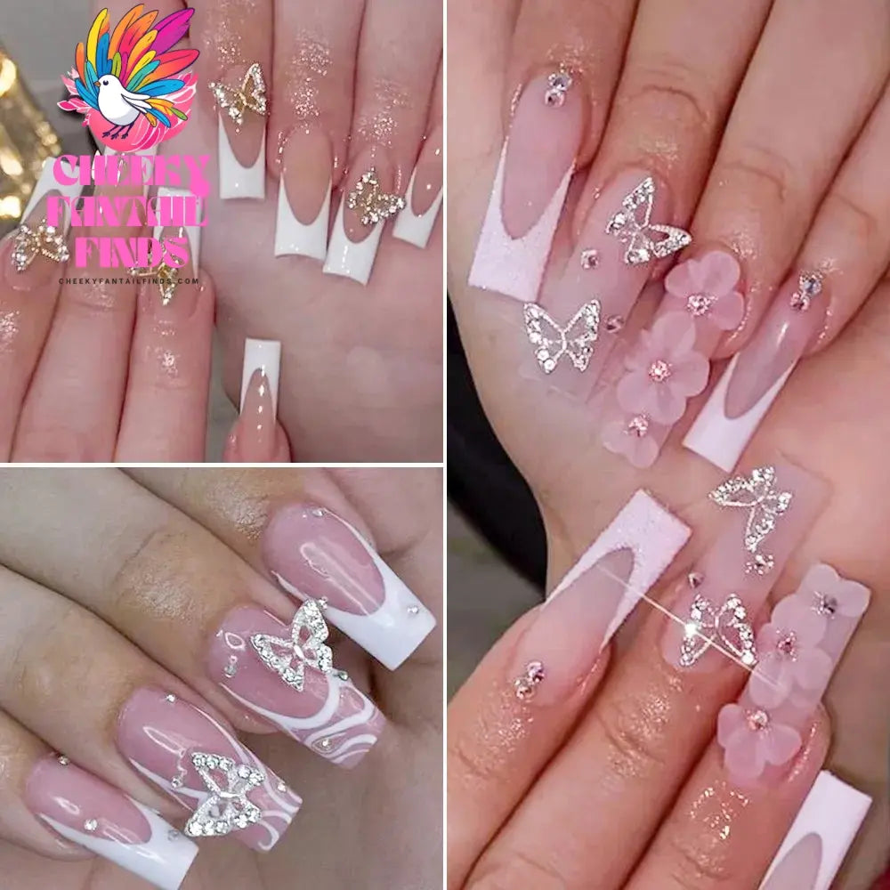 20Pcs Glitter Diamond Wings Hollow Butterfly Nail Charms 3D Butterflies Shape Charms for Nails Gems Nail Art Decoration Supplies Cheeky Fantail Finds