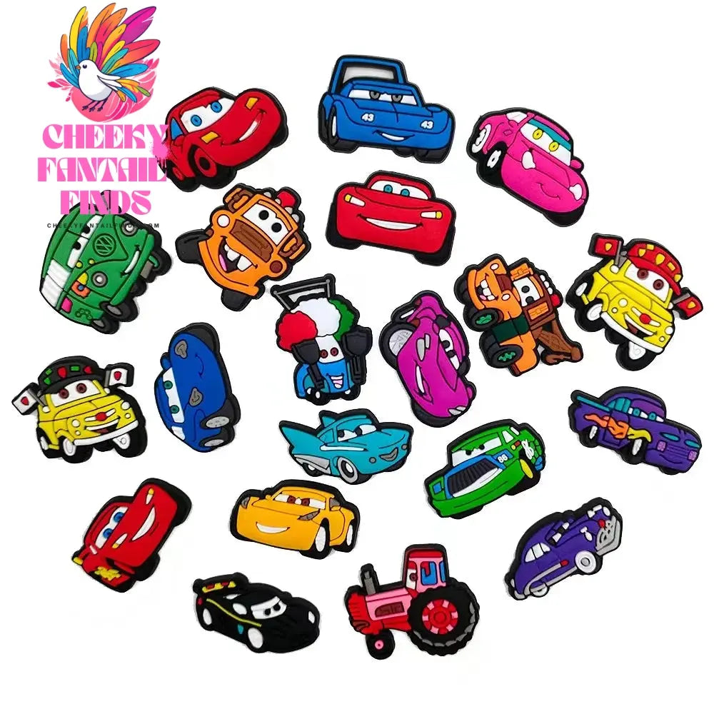 20Pcs/Set Disney Racing Story Shoe Accessories Garden Cars Sandals Buckle Decorations Fit Charm Kids Party Gifts Cheeky Fantail Finds