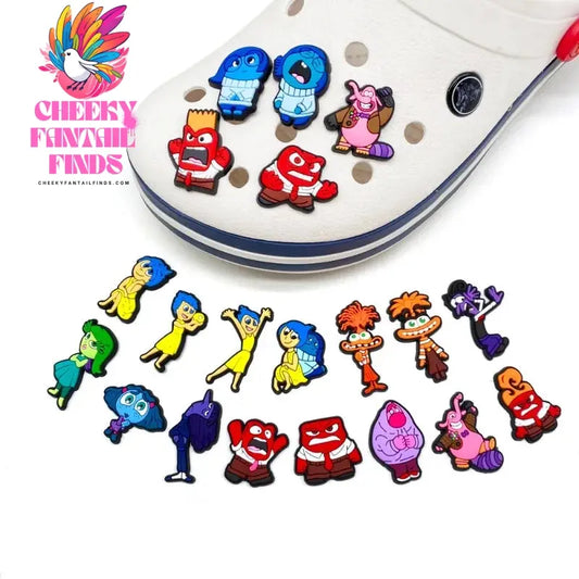 20Pcs/Set Inside Out Series Pikachu Shoe Charms for Clogs Bubble Slides Sandals PVC Shoe Decorations Buckle Accessories for Kid Cheeky Fantail Finds