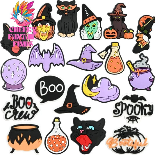 20Pcs Skull Shoe Charms Horror Movie Ghost Witch Shoe Decor Charms Spooky PVC Shoe Accessories Halloween Christmas Themed Gifts Cheeky Fantail Finds