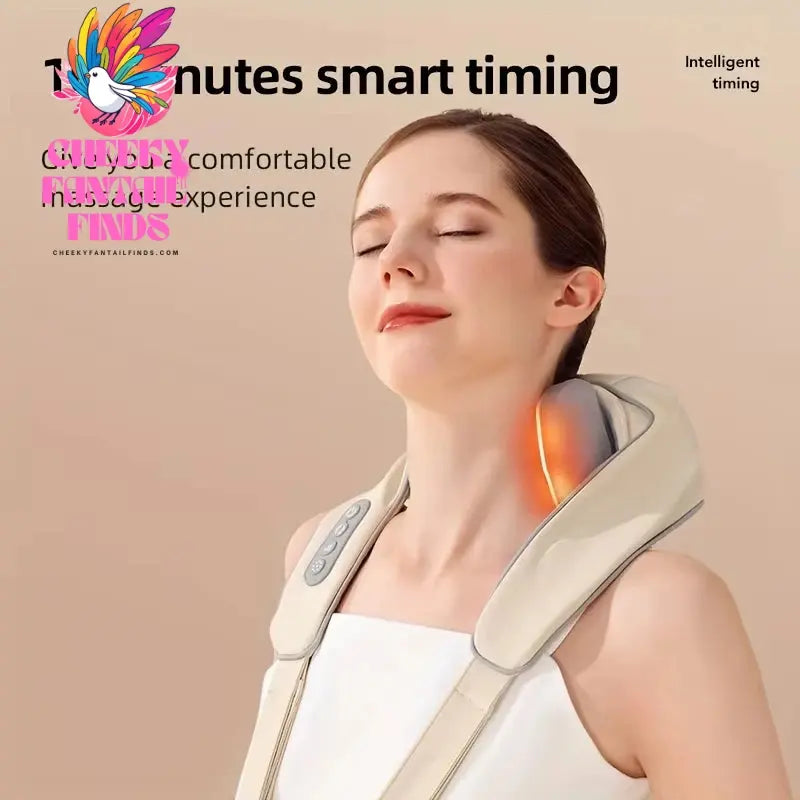 20W Neck And Shoulder Massager Wireless Shoulder And Back Kneading Massage Shawl Trapezius Neck Cervical masajeador Cheeky Fantail Finds