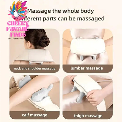 20W Neck And Shoulder Massager Wireless Shoulder And Back Kneading Massage Shawl Trapezius Neck Cervical masajeador Cheeky Fantail Finds