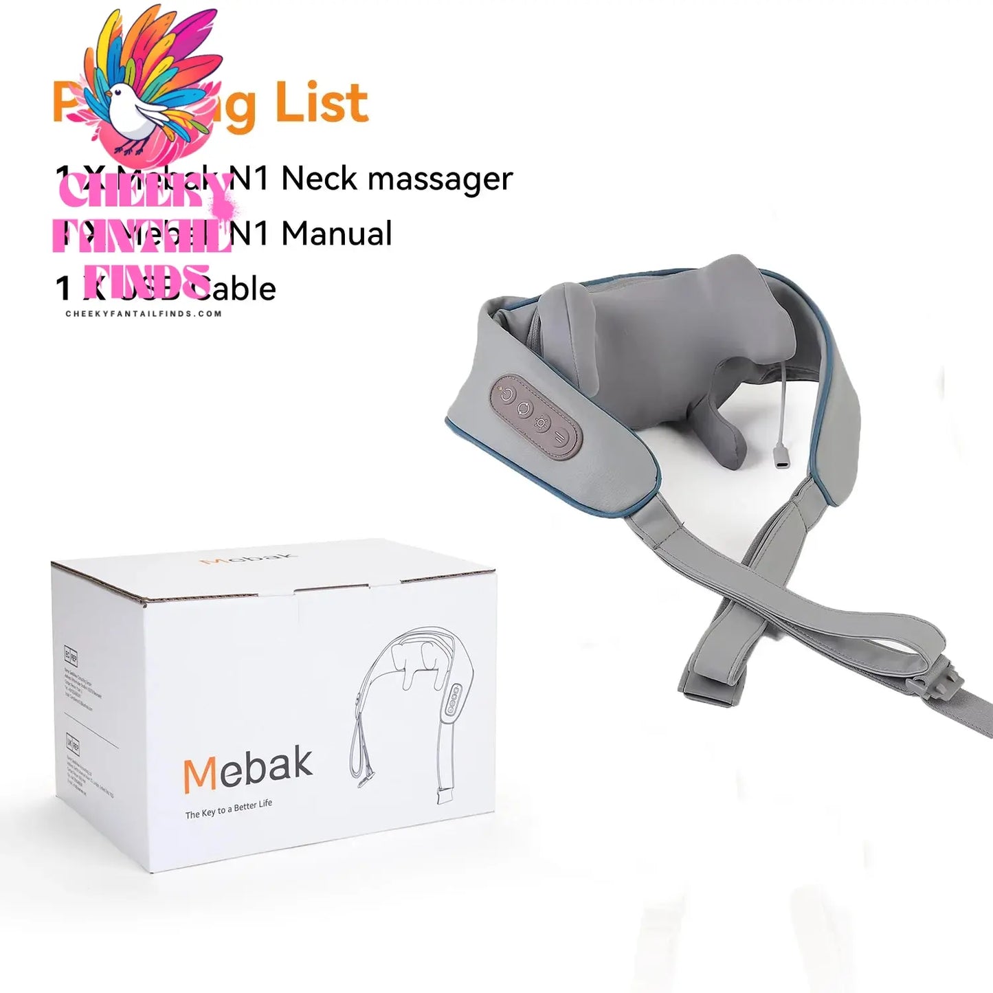 20W Neck And Shoulder Massager Wireless Shoulder And Back Kneading Massage Shawl Trapezius Neck Cervical masajeador Cheeky Fantail Finds