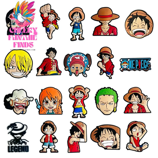 20pcs Cartoon One Piece Luffy Shoe Buckle Charms Fashion Boys Girls Sandals Shoes Decoration Fit Birthday Gift - Cheeky Fantail Finds