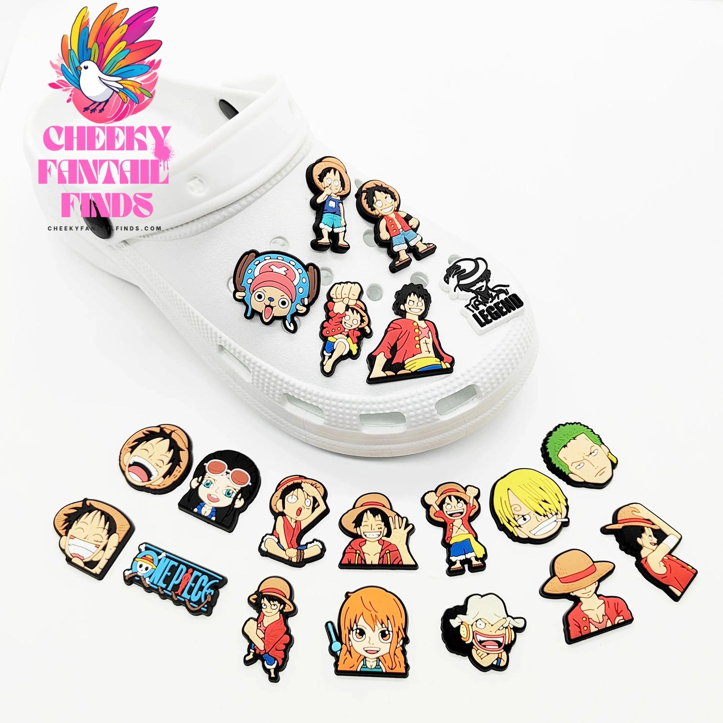 20pcs Cartoon One Piece Luffy Shoe Buckle Charms Fashion Boys Girls Sandals Shoes Decoration Fit Birthday Gift - Cheeky Fantail Finds