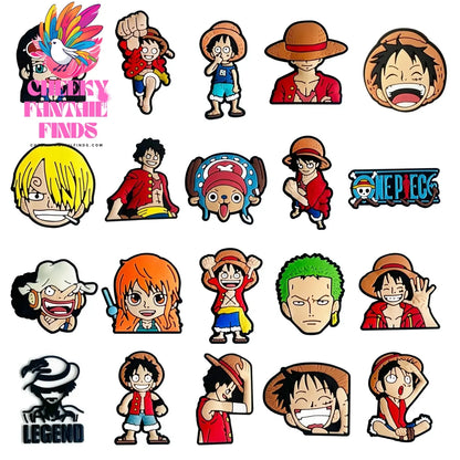 20pcs Cartoon One Piece Luffy Shoe Buckle Charms Fashion Boys Girls Sandals Shoes Decoration Fit Birthday Gift - Cheeky Fantail Finds
