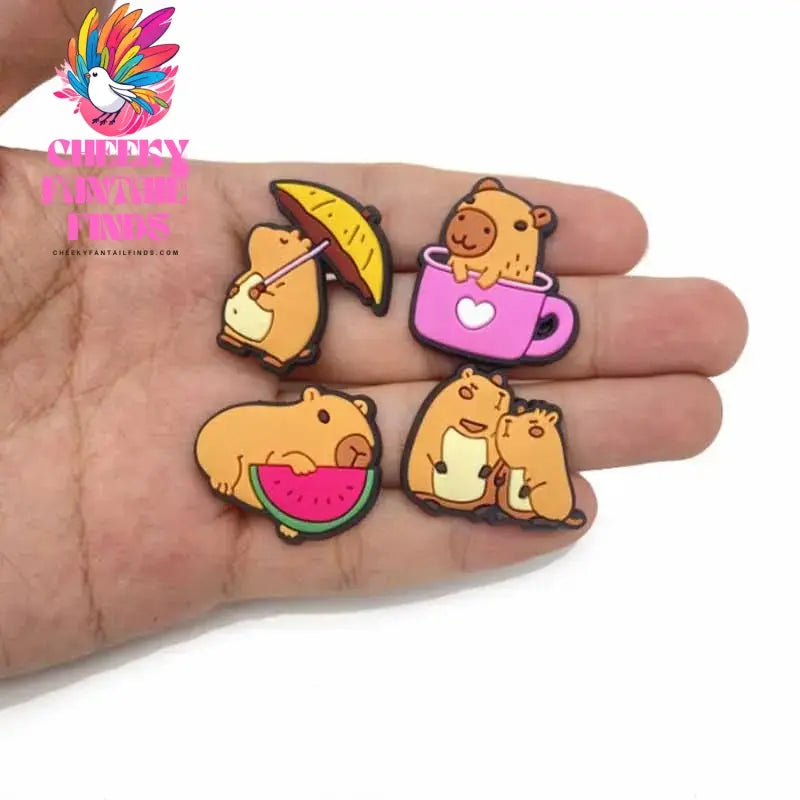 20pcs Cute Capybara Series Shoe Charms Set For Clogs Bogg Bag Bubble Slides Sandals, PVC Shoe Decorations Beach Bag Accessories Cheeky Fantail Finds