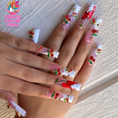 20pcs/bag 3D Cherry Nail Charms Red & Pink Cherry Nail Rhinestone Nail Gems Nail Glitter Stud Fruit Nail Slices for Nail Jewelry Cheeky Fantail Finds