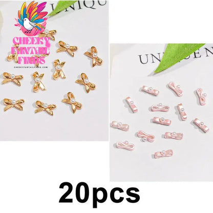 20pcs/bag 3D Cherry Nail Charms Red & Pink Cherry Nail Rhinestone Nail Gems Nail Glitter Stud Fruit Nail Slices for Nail Jewelry Cheeky Fantail Finds