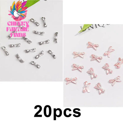 20pcs/bag 3D Cherry Nail Charms Red & Pink Cherry Nail Rhinestone Nail Gems Nail Glitter Stud Fruit Nail Slices for Nail Jewelry Cheeky Fantail Finds