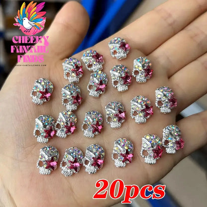 20pcs/bag 3D Cherry Nail Charms Red & Pink Cherry Nail Rhinestone Nail Gems Nail Glitter Stud Fruit Nail Slices for Nail Jewelry Cheeky Fantail Finds
