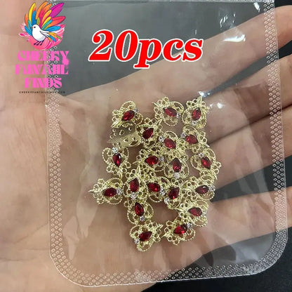 20pcs/bag 3D Cherry Nail Charms Red & Pink Cherry Nail Rhinestone Nail Gems Nail Glitter Stud Fruit Nail Slices for Nail Jewelry Cheeky Fantail Finds