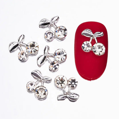 20pcs/bag 3D Cherry Nail Charms Red & Pink Cherry Nail Rhinestone Nail Gems Nail Glitter Stud Fruit Nail Slices for Nail Jewelry Cheeky Fantail Finds