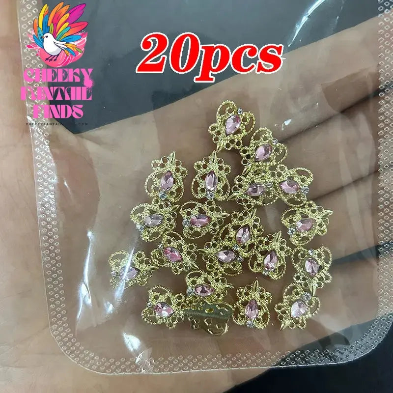 20pcs/bag 3D Cherry Nail Charms Red & Pink Cherry Nail Rhinestone Nail Gems Nail Glitter Stud Fruit Nail Slices for Nail Jewelry Cheeky Fantail Finds