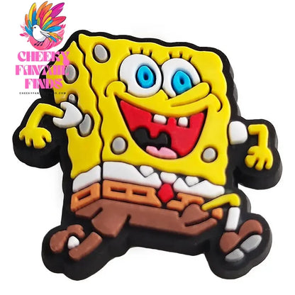 20pcs/set Anime SpongeBob SquarePants Cool model Shoes Charms Silicone Shoe Accessories Kids  Gifts Wristband Hole Slipper Decor Cheeky Fantail Finds