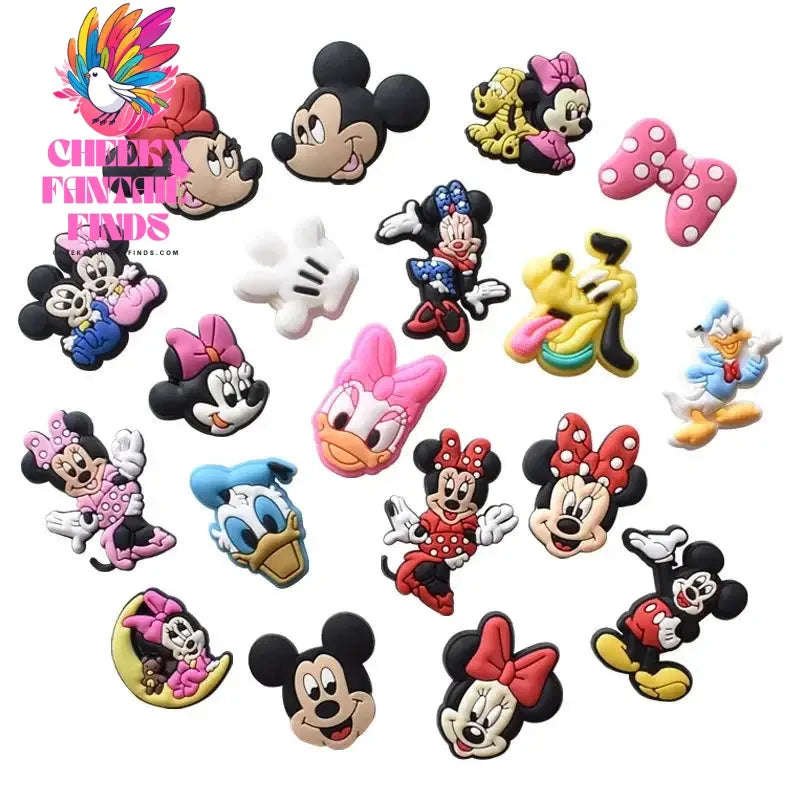 21Pcs Mickey Minne Shoe Buckle Accessories DIY Cartoon Animals Shoes Decoration for Kids Charms Kids Party Gift Cheeky Fantail Finds