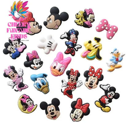 21Pcs Mickey Minne Shoe Buckle Accessories DIY Cartoon Animals Shoes Decoration for Kids Charms Kids Party Gift Cheeky Fantail Finds