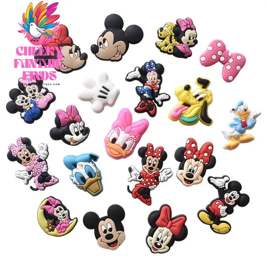 21Pcs Mickey Minne Shoe Buckle Accessories DIY Cartoon Animals Shoes Decoration for Kids Charms Kids Party Gift Cheeky Fantail Finds