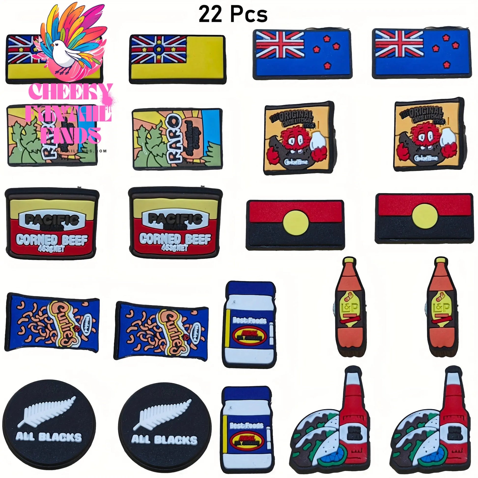 22pcs Cartoon Pattern Shoe Charms for Clogs Sandal Decoration, DIY Accessories Cheeky Fantail Finds