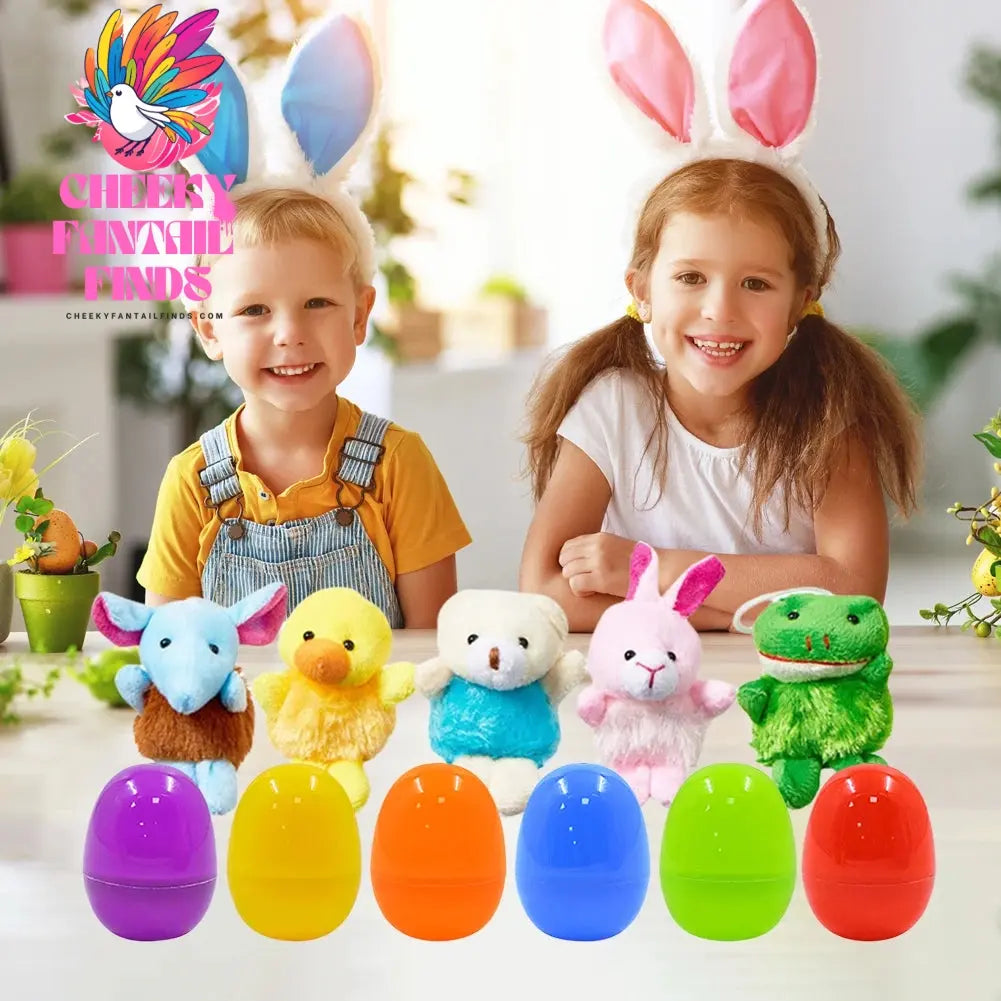 24 Pack Prefilled Easter Eggs Filled with Mini Plush Toy Easter Basket Stuffers for Kids Easter Egg Hunt Game and Party Favors Cheeky Fantail Finds