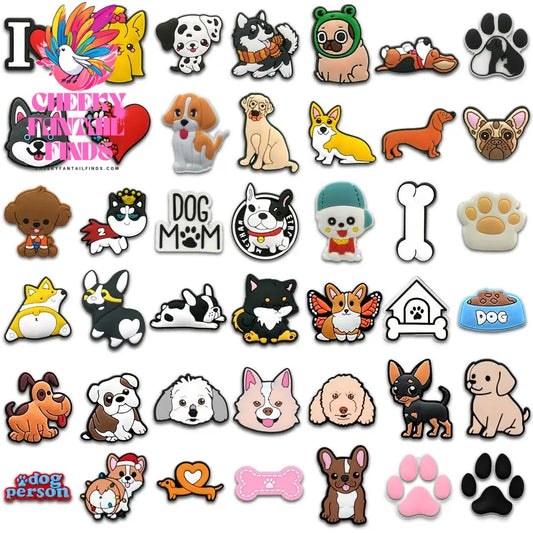 25/50/100 PVC Cute Dog Shoe Charms Corgi Sandal Accessories Shepherd Shoe Decorations Pins for Men Women Kids Gifts Clog Buckles - Cheeky Fantail Finds