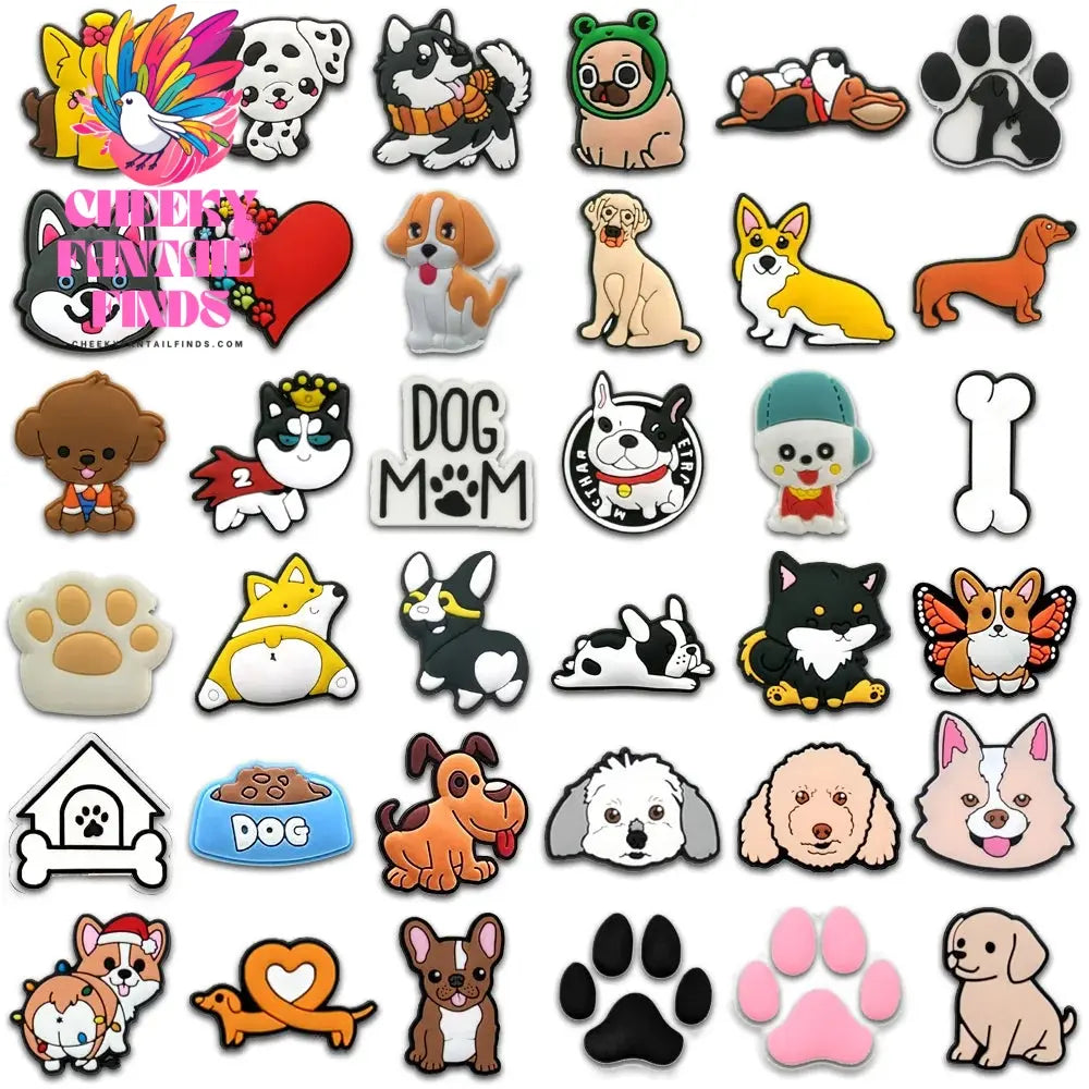 25/50/100 PVC Cute Dog Shoe Charms Corgi Sandal Accessories Shepherd Shoe Decorations Pins for Men Women Kids Gifts Clog Buckles - Cheeky Fantail Finds