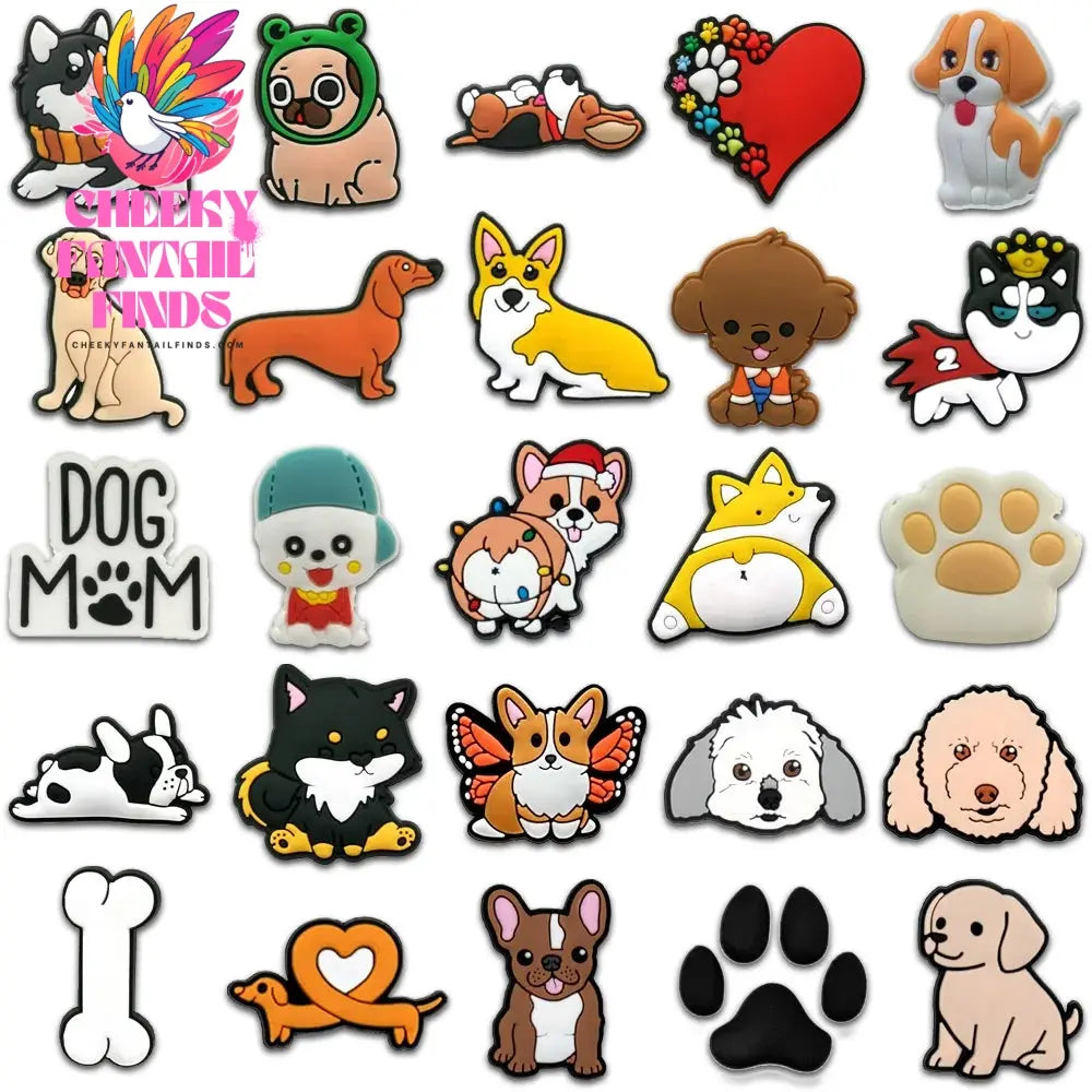 25/50/100 PVC Cute Dog Shoe Charms Corgi Sandal Accessories Shepherd Shoe Decorations Pins for Men Women Kids Gifts Clog Buckles - Cheeky Fantail Finds