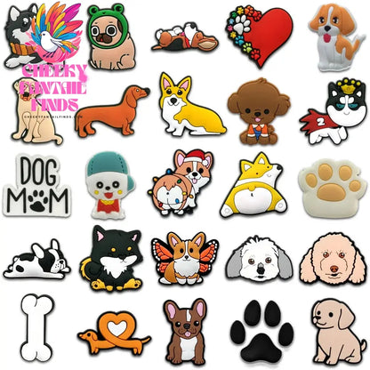 25/50/100 PVC Cute Dog Shoe Charms Corgi Sandal Accessories Shepherd Shoe Decorations Pins for Men Women Kids Gifts Clog Buckles - Cheeky Fantail Finds