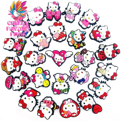 25Pcs Hello Kitty Series Cute Shoe Charms for Clogs Bubble Slides Sandals PVC Shoe Decorations Buckle Accessories for Kids Cheeky Fantail Finds