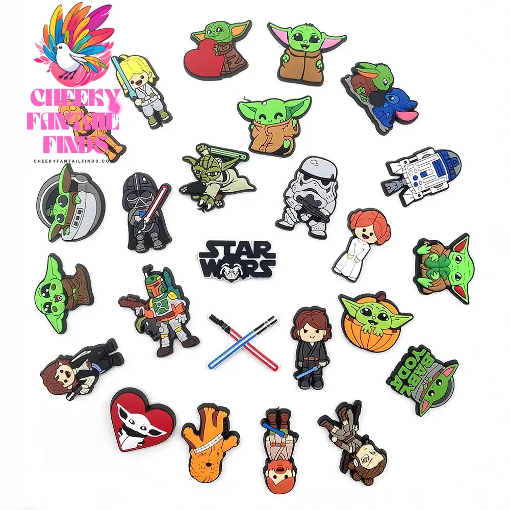 25Styles Star Wars Yoda for Shoe Charms for Clogs Sandals Decorations Shoes Accessories Slipper Water Shoes DIY Decor Cheeky Fantail Finds